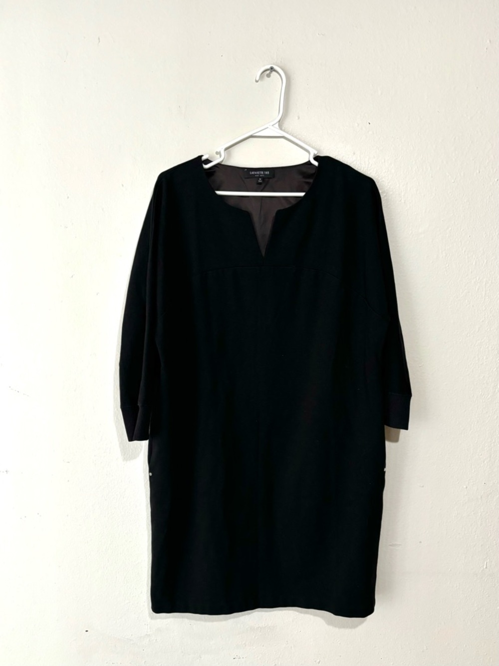 LAFAYETTE 148 NEW YORK Black 3/4 shift sleeve dress Size M Pockets